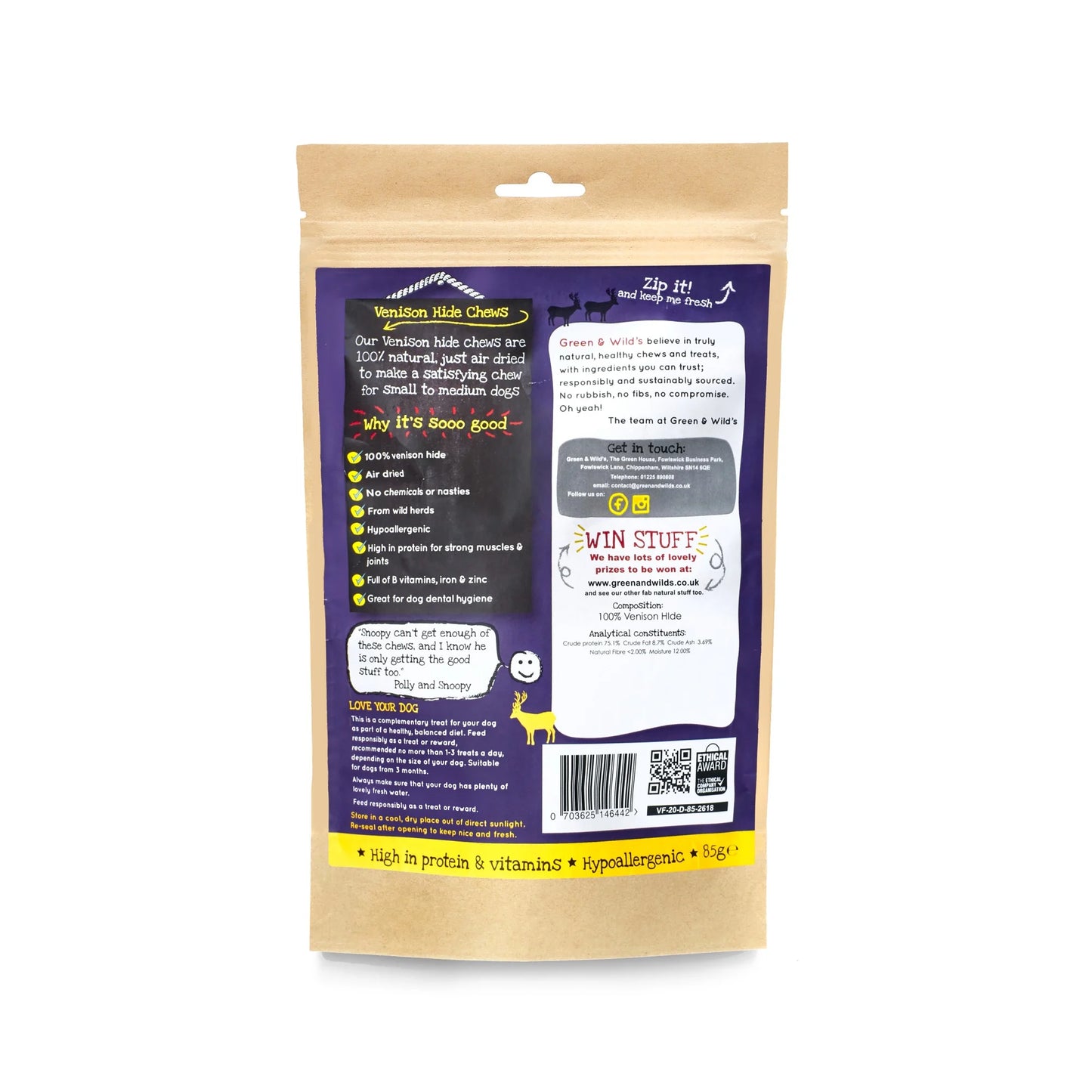 GREEN & WILD'S Venison Hide Chews